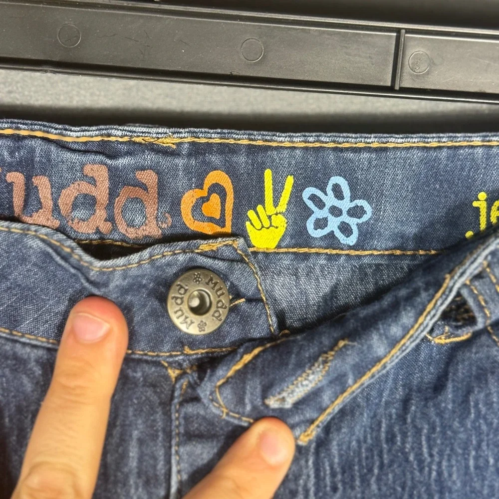 Mudd Jeans Girls 16 Blue 6BM31217 Slim Leg Stretch Denim Embroidered Pockets see